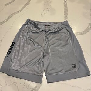 AND1 Shorts Mens Large Shiny Silver Basketball Athletic VTG Y2K 90’s Baggy Fit